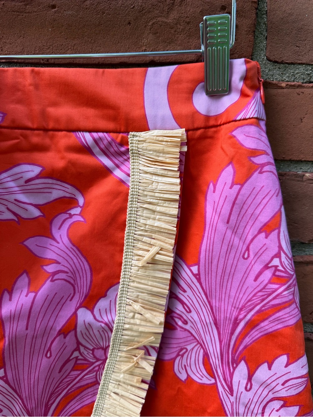 Boston Proper Print Wrap Raffia Skirt Sunset Fleurs - Picture 3 of 7